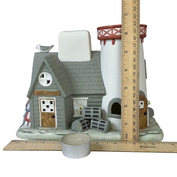 Lighthouse Vintage Stoney Harbor PartyLite Double Candle Holder Collectible Grey - Picture 3 of 16